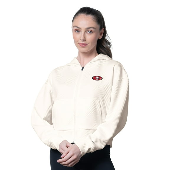 Women's MSX by Michael Strahan Cream San Francisco 49ers Eleanor Full-Zip Hoodie