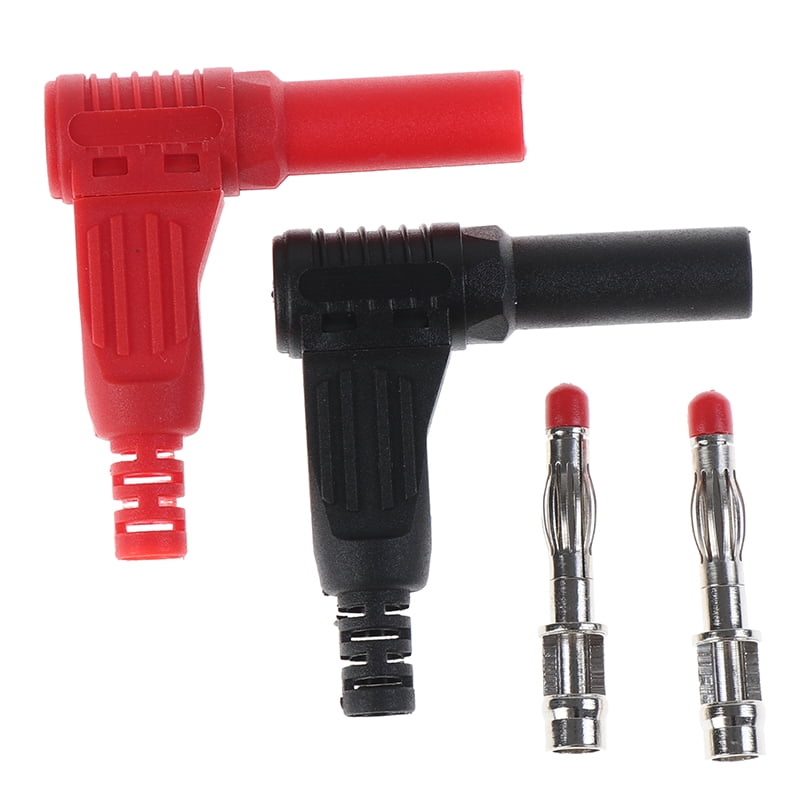 2Pcs Red+Black 4mm Male Right Angle Insulation Banana Plug Multimeter Test BH 