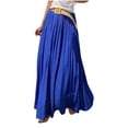 thumbnail image 4 of Idoravan Summer Linen Skirts for Women with Waist Band Women Fashion Solid Color Elastic Waist Color Flared Ankle Skirt, 4 of 6