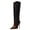 Navy, variant on Women Western Pointed Closed Toe Knee High Boots Stiletto High Heel Wide Calf Pull On Long Boots Embroidery Retro Date Shoes Size 9 Navy