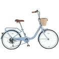 thumbnail image 6 of Tyethy Women's Bike 22" Beach Cruiser Bike 7 Speed Lady Bicycle with Basket, Blue, 6 of 6