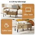 thumbnail image 3 of Pusnapku 39" Lift Top Coffee Table, Fluted Rectangle Center Table with Hidden Storage and Sliding Door, Wood Accent Desk for Living Room, Home Office, 3 of 9