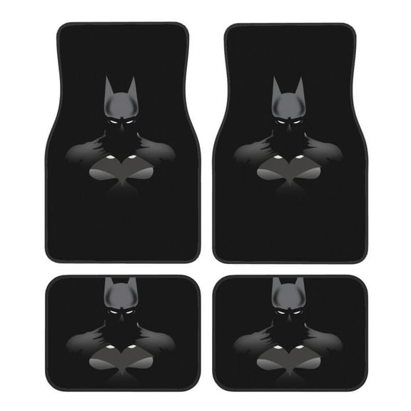 Batman Car Floor Mats Set of 4, Anti-Skid Universal Automotive Carpet Front Rear Floor Foot Pads Interior Accessories Decorative for Vehicle Car Truck SUV Van