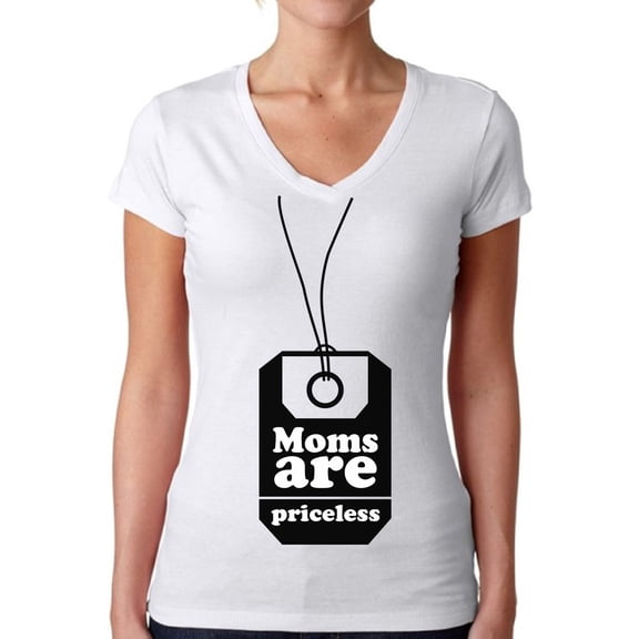 Awkward Styles Women's Moms Are Priceless V-neck T-shirt Mothers Day Gift