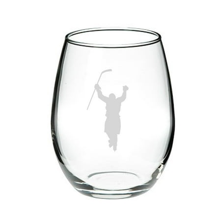 

Hockey Player 21 oz. Deep Etched Stemless Wine Glass