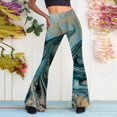 thumbnail image 2 of KDFJPTH Women's Marble Print Elastic High Waist Flare Leg Stretch Casual Pants, 2 of 6