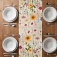 thumbnail image 4 of Botanical Floral Table Runner 70 Inches Long,Retro Purple Pink Yellow Wildflowers Cotton Linen Table Runners Dresser Scarves,Decorative Tabletop Scarf Furniture Cover for Home Dinner Party 13"x70", 4 of 8