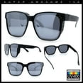 thumbnail image 2 of Polarized Fit Over Retro Rectangle Horn Rim Inset Lens Plastic Sunglasses Shiny Black - Silver Mirror, 2 of 6