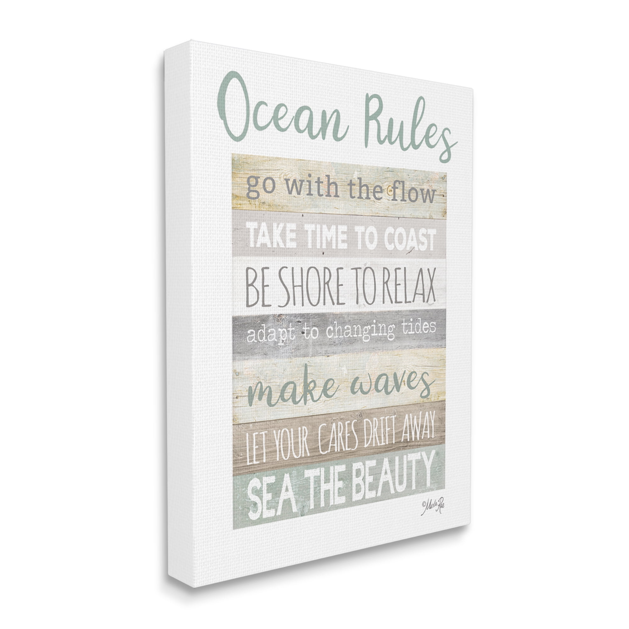 Stupell Industries Ocean Rules Rustic List Typography Painting Gallery Wrapped Canvas Print Wall Art, 30 x 40