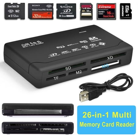 133x Speed Sd Memory Card - TSV Black Mini 26-in-1 USB 2.0 Universal High Speed Memory Card Reader SD MS XD SDHC