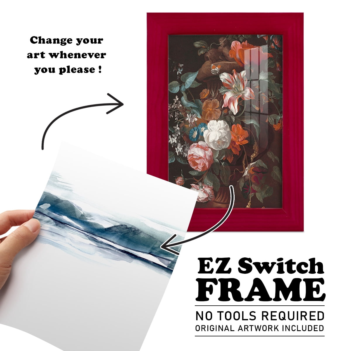 Stark Horizon I - Framed Print w/glass - Cherry Red