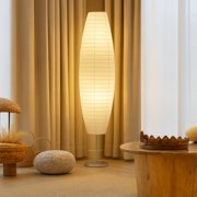 Rice Paper Floor Lamp 59-Inches Tall - Japanese Decor Standing Lamps For Bedrooms With White Paper Shade - Floor Lamps For Living Room - Rice Paper Floor Lamp For Bedroom, Dorm Room Essentials