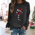 thumbnail image 3 of Women's Sweatshirts Red Wine Glass Christmas Sweatshirt Long Sleeve Casual Pullover Tunic Tops, 3 of 4