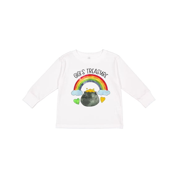 Inktastic Gigi's Treasure St. Patrick's Day Rainbow and Gold Boys or Girls Long Sleeve Toddler T-Shirt