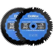 DOWOX 10-Inch 50-Tooth Combination Saw Blade and 80-Tooth Fine Finish Saw Blade Set for Table Saws and Miter Saws, 5/8-Inch Arbor, Two Pack