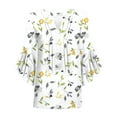 thumbnail image 4 of WCMZJ 3/4 Length Sleeve Womens Floral Tops Double Layered Chiffon Dressy Casual Business Work Blouses V Neck Office Tunic Shirts White L, 4 of 4