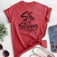 thumbnail image 2 of She Is Strong Shirt, Unisex Women's Shirt, Empowered Shirt, Jesus Shirt, Scripture Shirt, Proverbs Shirt, Heather Red, 3X-Large, 2 of 6