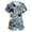 Blue, variant on Nature Critter Print Scrub Top for Women, V-Neck Short Sleeve Medical Uniform with Pockets - Breathable Vet Nurse Workwear Tunic Green XXL