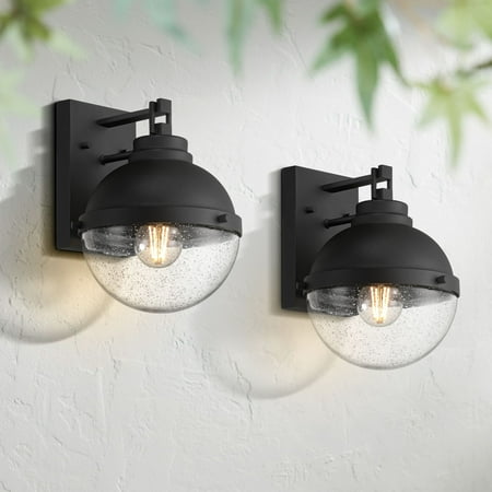 Possini Euro Design Sargasso 11" High Modern Outdoor Wall Light Fixture Mount Porch House Set of 2 Sand Black Marine Grade Finish