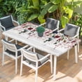 thumbnail image 2 of Pink Valentine's Day Table Cloths for 3 Foot Rectangle Tables, Spring Floral Eucalyptus Leaves Wooden Patio Waterproof Elastic Fitted Tablecloths, Washable Rectangular Table Cover for Camping, 2 of 8