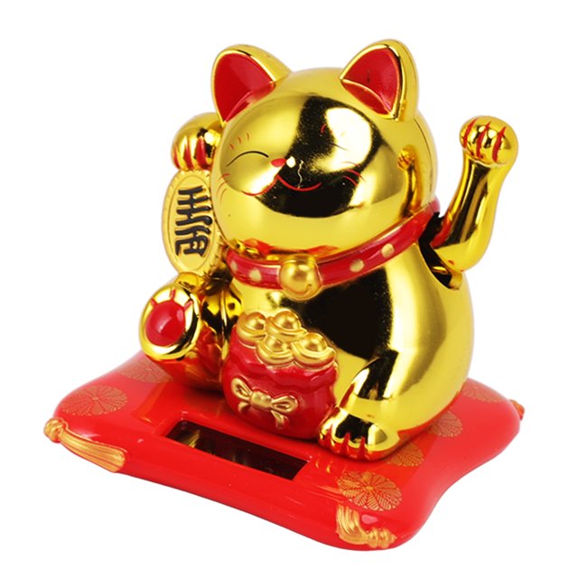 Solar Powered Cute Waving Cat,Solar Powered Waving Cat Lucky Money Cat Statue Solar Powered Happy Lucky Cat Leading Edge Technology