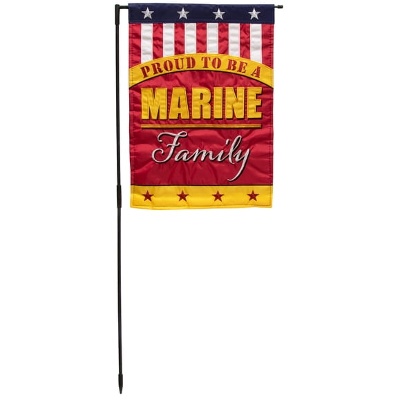 Proud To Be A Marine Family Double Sided Garden Flag with Pole
