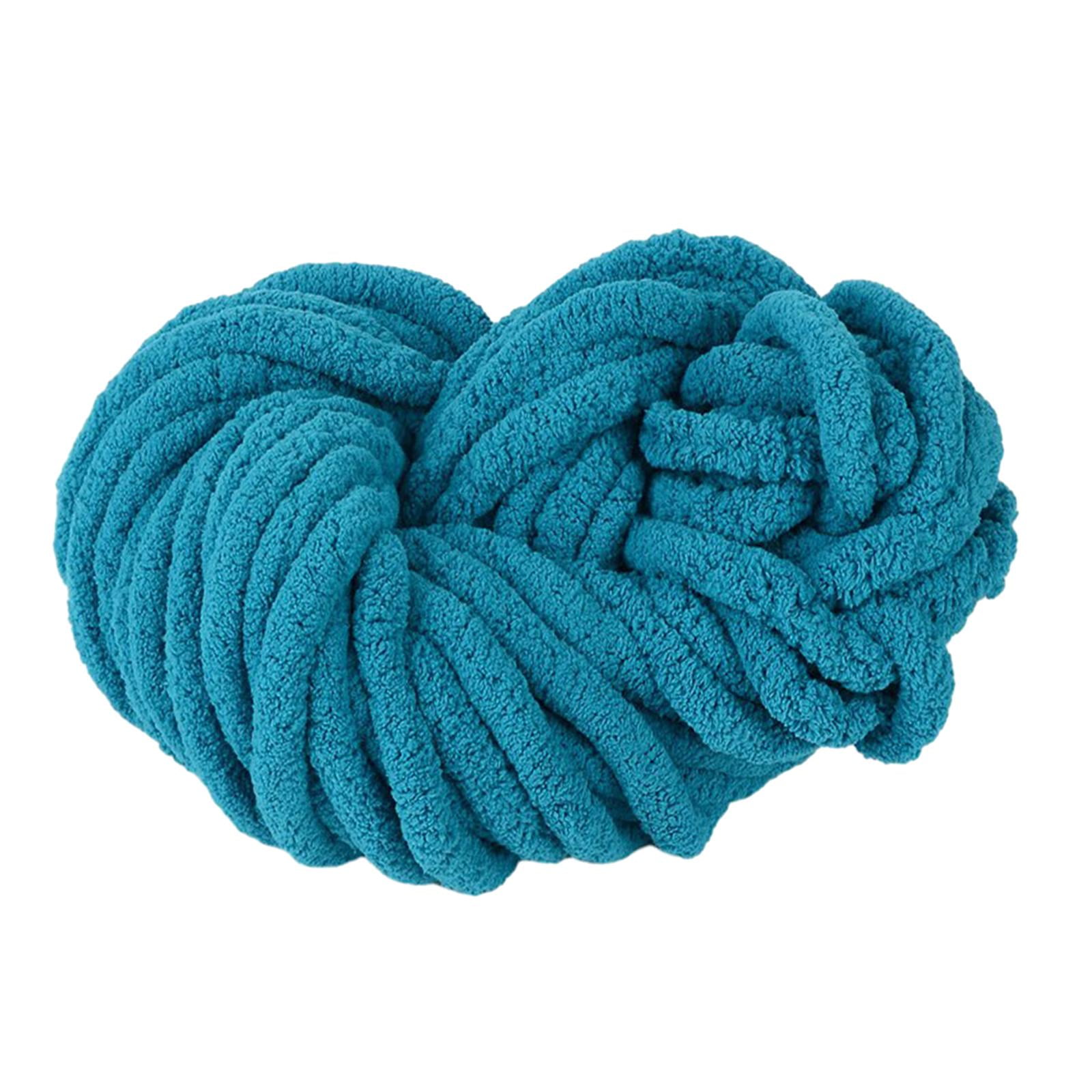 Tachiuwa Chunky Chenille Yarn for Crocheting, Bulky Thick Yarn for Knitting,Super Bulky Chunky Yarn for Hand Knitting Blanket Blue