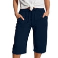 thumbnail image 3 of Baby Pants Kids High Waist Solid Color Pocket Casual Pants Comfortable Everyday Navy 6-7 Years, 3 of 6