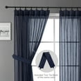 thumbnail image 2 of OVZME Crushed Navy Sheer Curtains 84inches Long 2 Panels,Extra Wide Light Filtering Pinch Pleated Sheer Drapes for Living Room, Bedroom,60"Wx84"L Navy Blue, 2 of 8