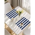 thumbnail image 5 of Navy Blue Stripe Placemats Set of 8, Modern Simple Geometric White Striped Placemats for Dining Table, Place Mats for Kitchen Tabletop, Waterproof Wipeable Dining Table Mats Set, 5 of 9