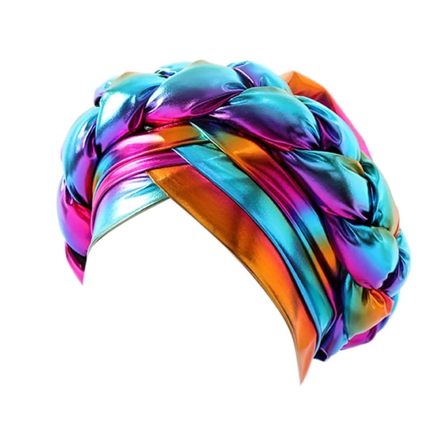Duoif Hijab Turbans for Women Fashion Women Beading Braid Hat Muslim Ruffle Cancer Wrap Cap Sleep Caps Satin Lined Hair Bonnets Head Wraps for Women Multicolor