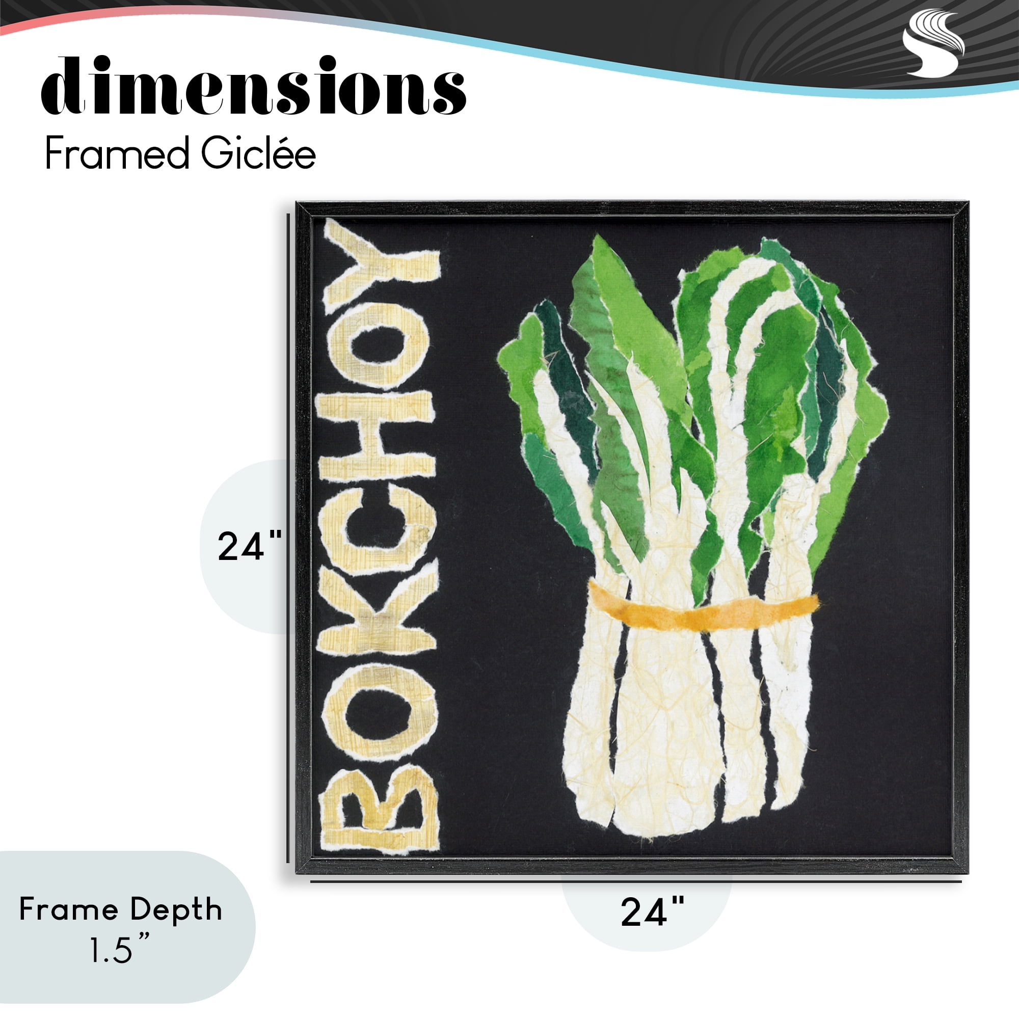Stupell Industries Bok Choy Leafy Vegetable Black Framed Giclee Art, design by Nancy Overton