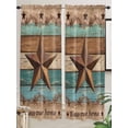thumbnail image 5 of Western Texas Star Retro Living Room Curtains 2 Panel, Country Farmhouse Teal Brown Wood Grain Cafe Window Treatment, Extra Long Farmhouse Bedroom Bathroom Kitchen Curtains Drapes 104"x72", 5 of 6