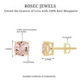 thumbnail image 6 of Rosec Jewels Cushion Cut Morganite Solitaire Stud Earrings for Women - 6 mm - AAA Quality, 10K Yellow Gold, 6 of 7