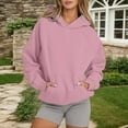 thumbnail image 4 of Hoodies for Women 2025 Long Sleeve Drop Shoulder Plain Essentials Hoodie with Pockets Hooded Sweatshirt Women Pullover, 4 of 6