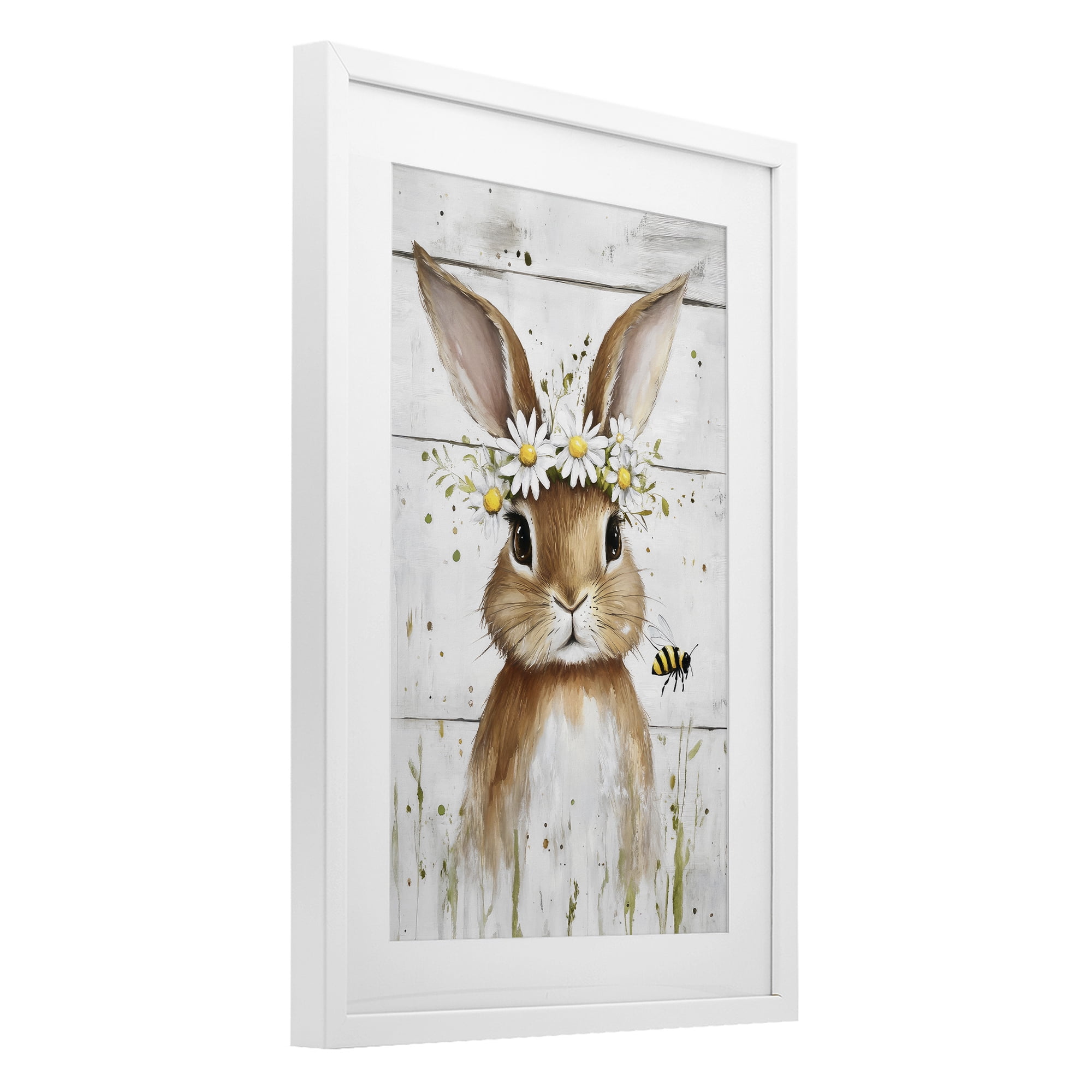Stupell Industries The Bunny & The Bee White Framed Print Under Glass, design by Tina LeCour