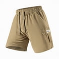 thumbnail image 4 of KPOPLK Men's Casual 7 Inch Shorts Elastic Waist Twill Drawstring Summer Beach Stretch Golf Shorts Relaxed Fit with Pockets Size S,Khaki, 4 of 4