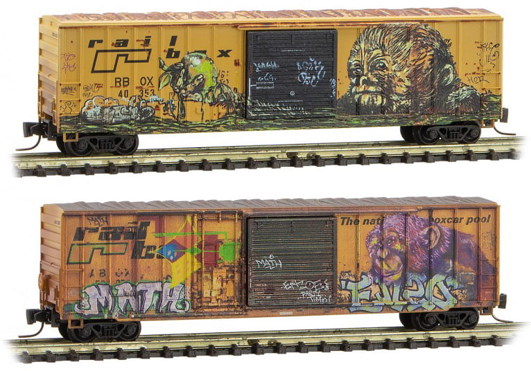 Micro-Trains MTL Z-Scale 50ft Box Car Railbox New Year's Day Graffiti #21502 