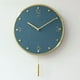 thumbnail image 2 of Reloj de pared silencioso de metal: reloj de pared moderno de lujo con escala de latón y esfera de MDF, 2 of 6