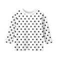 thumbnail image 5 of BLTIBY Children Girls Boys Casual 3/4 Sleeve Sweatshirt Polka Dot Printed Kids Round Neck Loose Soft Tunic Fashion Pullover Top Blouse White 5-6 Years, 5 of 5