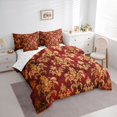 thumbnail image 3 of Feelyou Retro Damask Women Twin Bedding Sets 7pcs, Red Gold Mandala Flower Comforter Set, 3 of 8