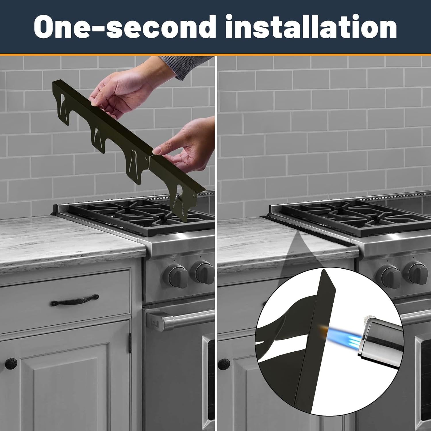 Navellon Stove Gap Covers Stainless Steel, Adjustable 13.8-27.5 In(2 Pack), Heat Resistant, Gas Stove Side Gap Protector (Matte Black)