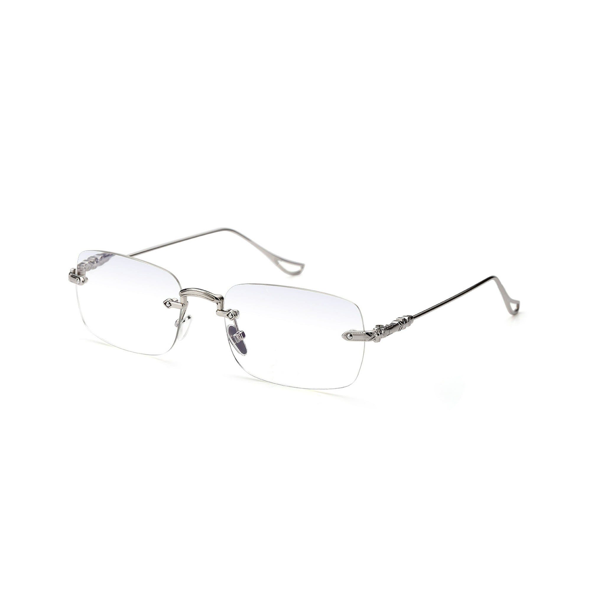 TERAISE Frameless Metal Reading Glasses for Men/Women Blue Light Blocking -Rimless Fashion Comfortable Computer Eyeglasses（Silver-150）
