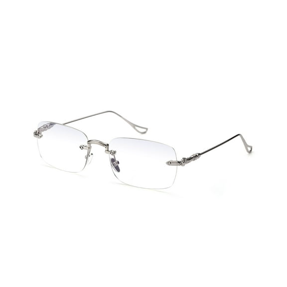 TERAISE Frameless Metal Reading Glasses for Men/Women Blue Light Blocking -Rimless Fashion Comfortable Computer Eyeglasses(Silver-150)