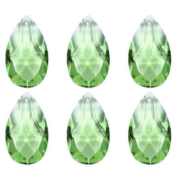 Uxcell K9 Crystal Pendants Teardrop Beads, 6 Pack 38mm Chandelier Prisms Parts Hanging Beads DIY Lamp Light Green