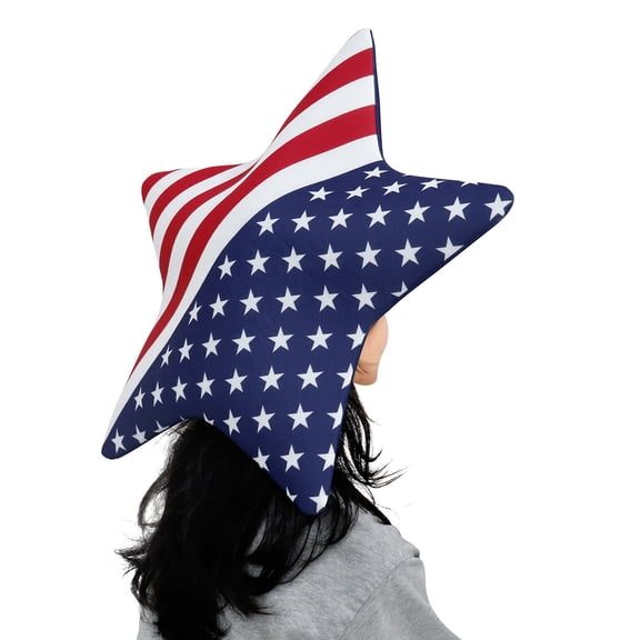 Patriotic Star-Shaped Party Hat Oversized American Flag Print Novelty Headwear, 4th of July Accessories M