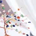 thumbnail image 2 of Xiao Hua pieza de adorno de árbol de la vida con hoja de piedra triturada natural de colores mixtos, base de piedra cruda natural rosa, artesanía, adorno decorativo de escritorio para el hogar, 2 of 5