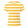 thumbnail image 4 of Men's Short Sleeved Crew Neck T Shirt Casual Top Loose Fit Athletic Running Gym Workout Tee Tops XL Yellow Men's Short Sleeved T Shirt, 4 of 7