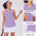thumbnail image 4 of Pinspark Womens Polo Shirts Sun Protection Collar Golf Tops V-Neck Racerback Tennis Tank Lightweight Workout Shirts Summer Solid Pickleball Top, 4 of 6