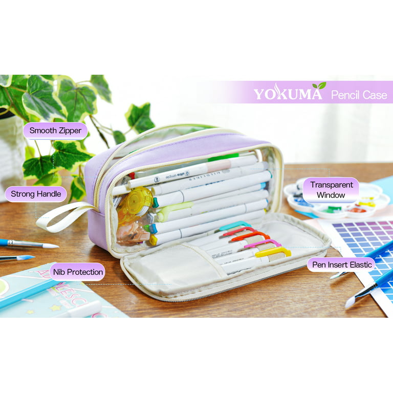 YOKUMA Pencil Case Aesthetic Pencil Pouch for Girls Boys Teens Adults,Clear  Cute Kawaii Marker Pen Bag, Back to School Supplies for College Students